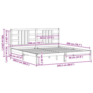 Giroletto-Struttura Letto Bianco in Legno Massello 200x200 cm 223221