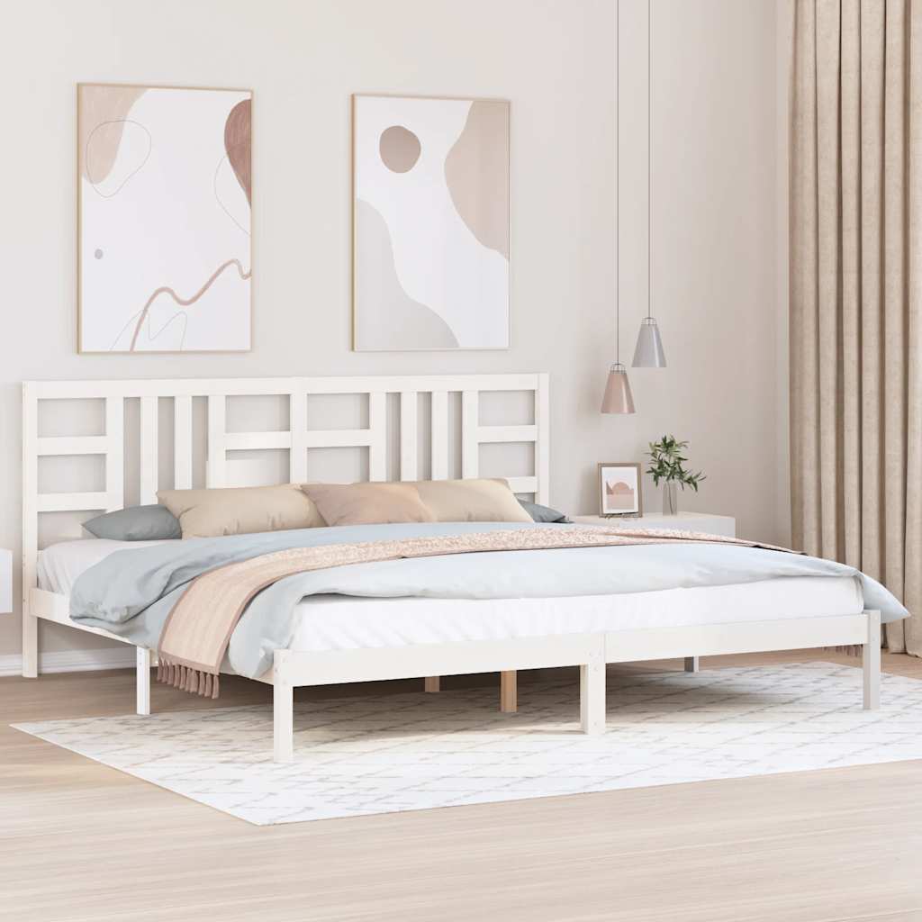 Giroletto-Struttura Letto Bianco in Legno Massello 200x200 cm 223221