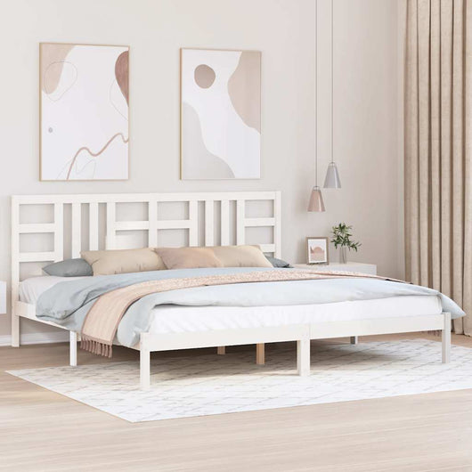 Giroletto-Struttura Letto Bianco in Legno Massello 200x200 cm 223221