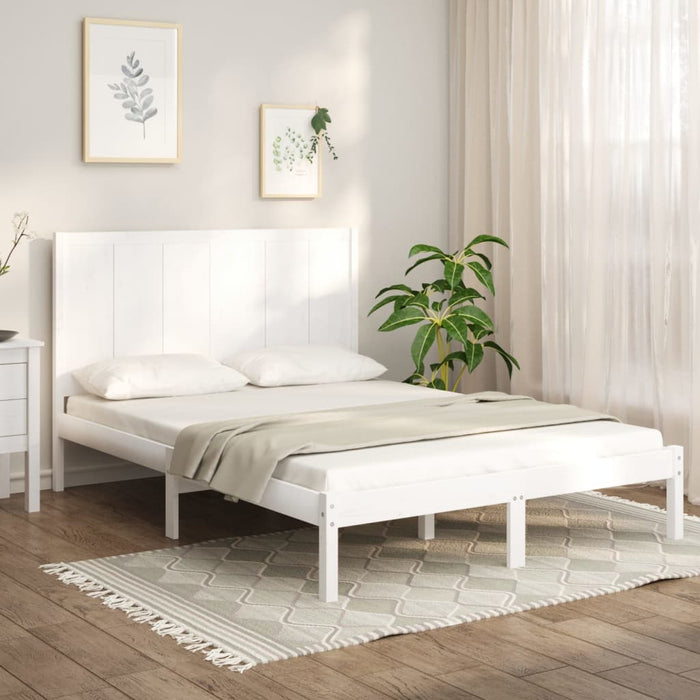 Letto senza Materasso Bianco 140x190 cm Legno Massello di Pino 3105711