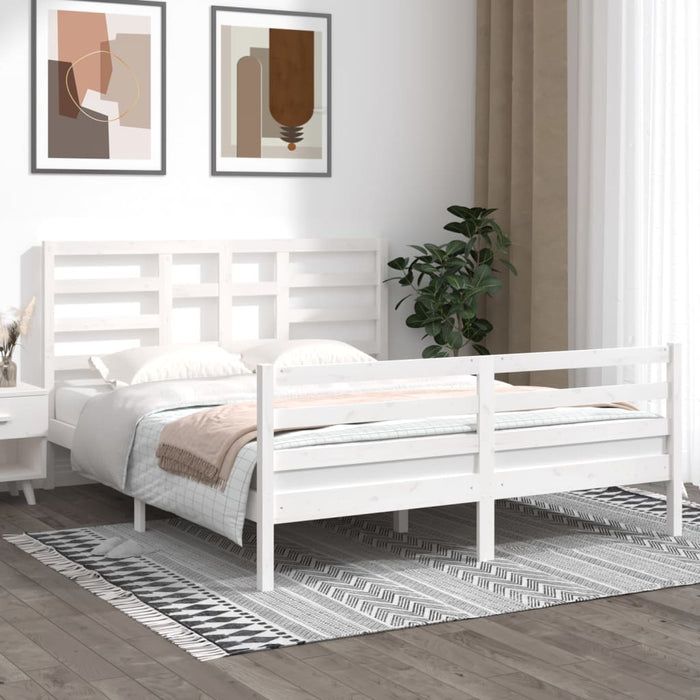 Giroletto-Struttura Letto Bianco in Legno Massello 160x200 cm 556291