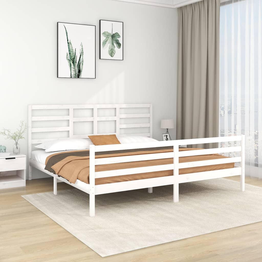 Giroletto-Struttura Letto Bianco in Legno Massello 200x200 cm 491640