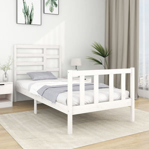 Giroletto-Struttura Letto Bianco in Legno Massello 90x190 cm Single 212435
