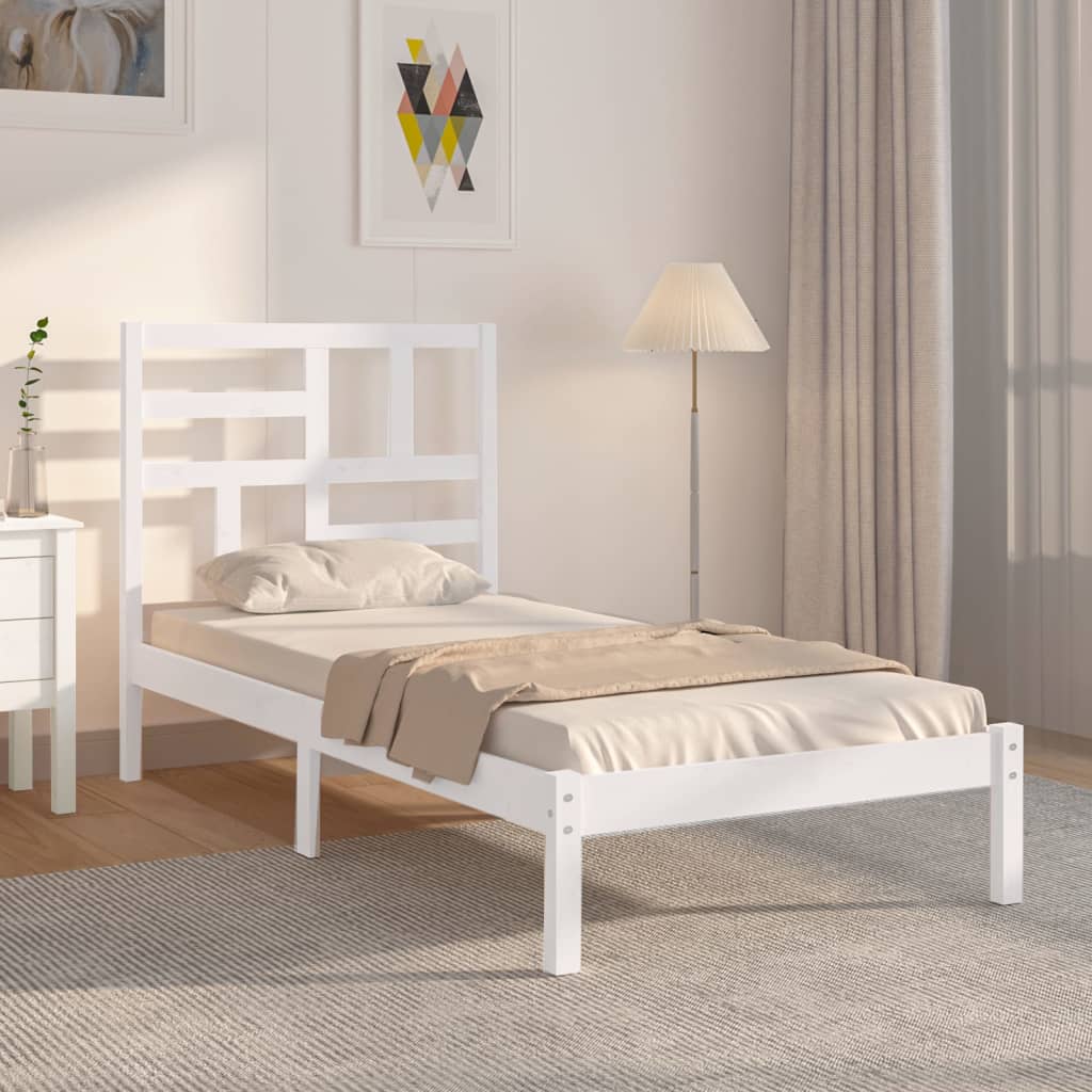 Giroletto-Struttura Letto Bianco in Legno Massello 75x190 cm Small Single 357312