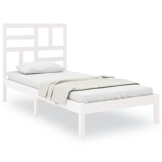 Giroletto-Struttura Letto Bianco in Legno Massello 90x190 cm Single 380676