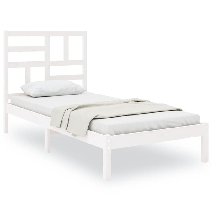 Giroletto-Struttura Letto Bianco in Legno Massello 90x190 cm Single 380676