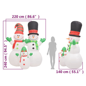 Famiglia Pupazzi di Neve Gonfiabili con LED 240 cm 345360