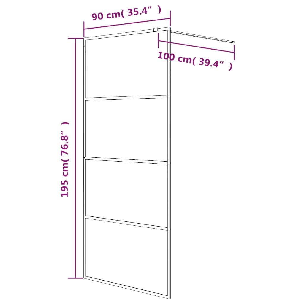 Parete Doccia Walk in Argento 90x195 cm Vetro Trasparente ESG 152136