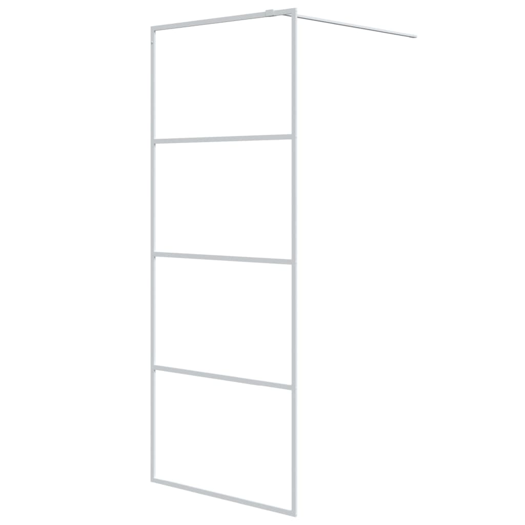 Parete Doccia Walk in Bianca 80x195 cm Vetro Trasparente ESG