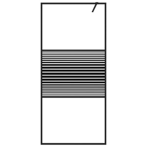 Parete Doccia Walk in Nero 90x195 cm Vetro Trasparente ESG 152146