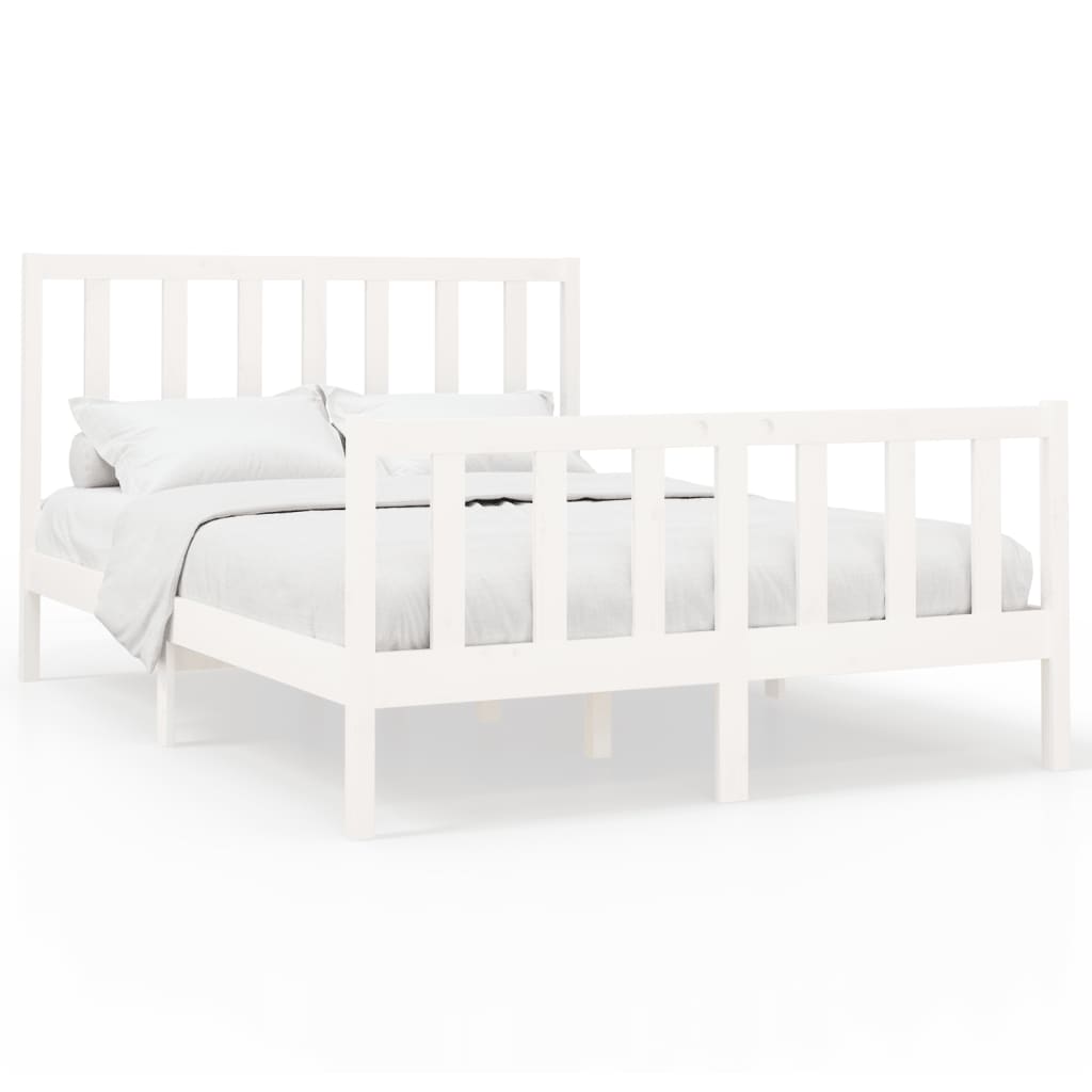Letto senza Materasso Bianco 140x190 cm Legno Massello di Pino 3106684