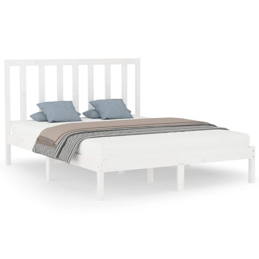 Giroletto-Struttura Letto Bianco in Legno Massello 160x200 cm 210242