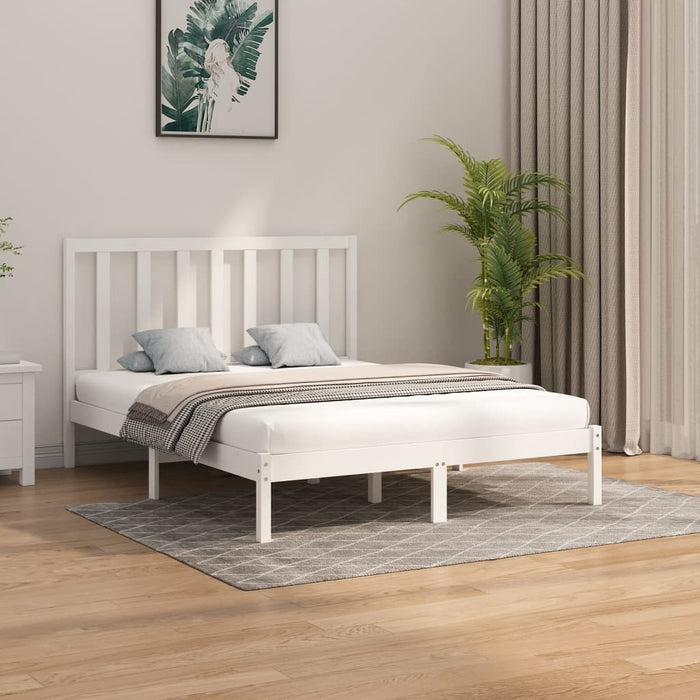 Giroletto-Struttura Letto Bianco in Legno Massello 160x200 cm 210242