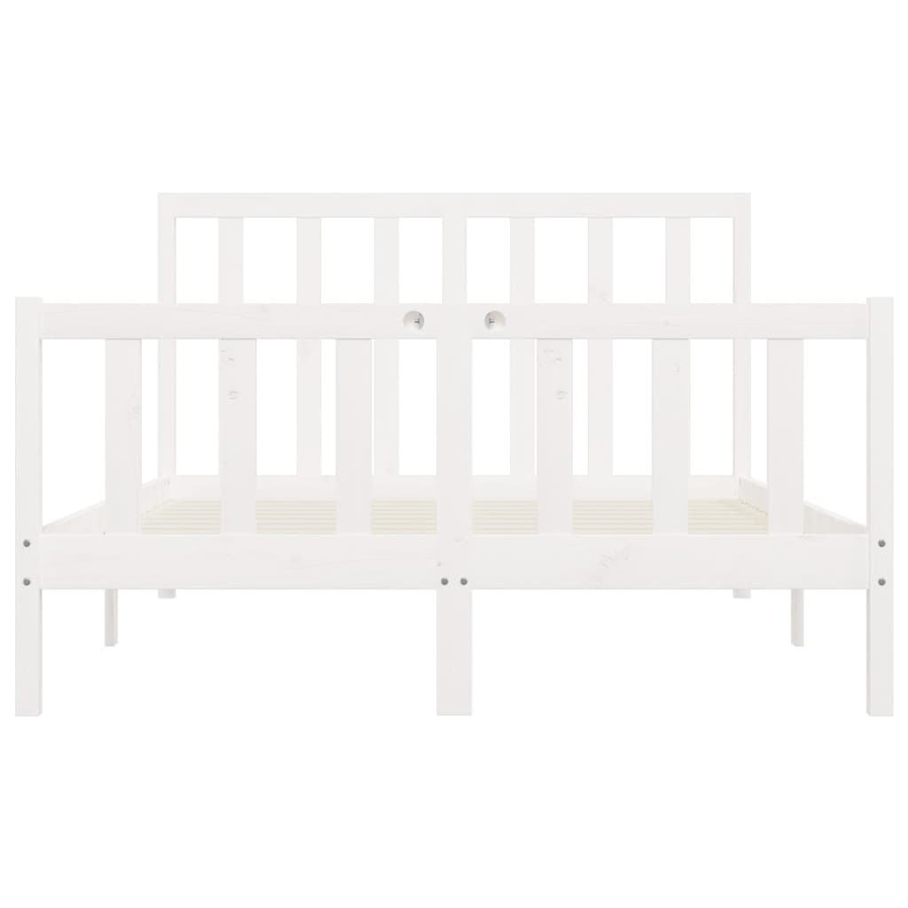 Giroletto-Struttura Letto Bianco in Legno Massello 140x200 cm 573169