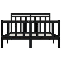 Giroletto Nero in Legno Massello di Pino 160x200 cm 3107042