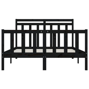 Giroletto Nero in Legno Massello di Pino 160x200 cm 3107042