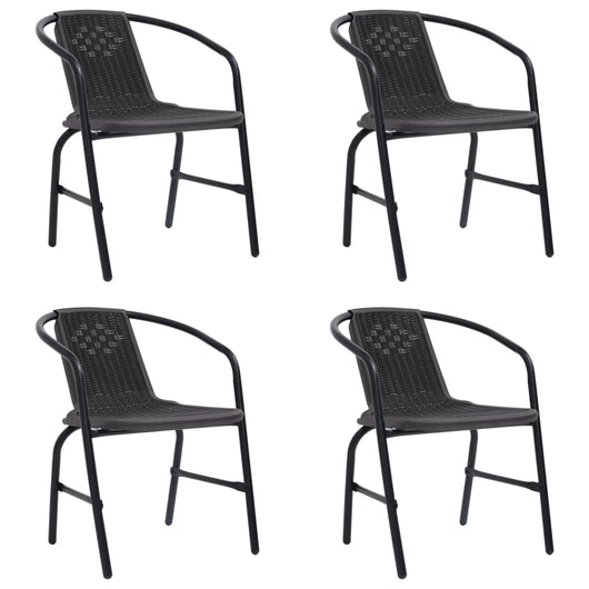 Sedie da Giardino 4 pz in Rattan in Plastica e Acciaio 110 kg