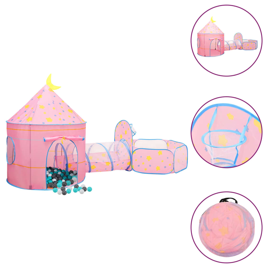 Tenda da gioco per bambini con 250 palline 301 x 120 x 128 cm rosa 02_0005147