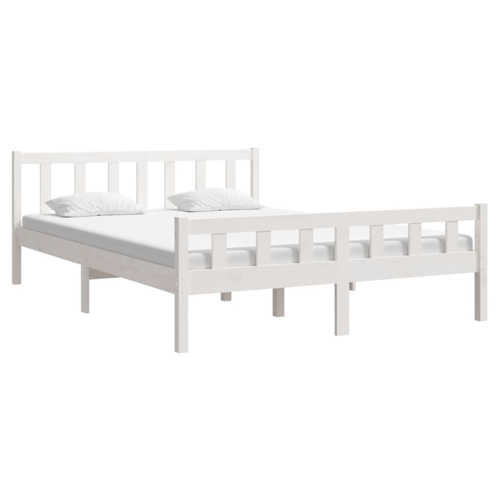 Giroletto-Struttura Letto Bianco in Legno Massello 150x200 cm King Size 770621