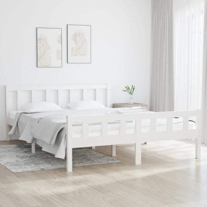 Giroletto-Struttura Letto Bianco in Legno Massello 150x200 cm King Size 770621