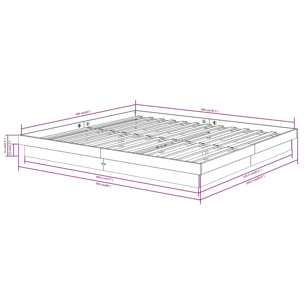 Giroletto senza Materasso in Legno Massello 160x200 cm 819917