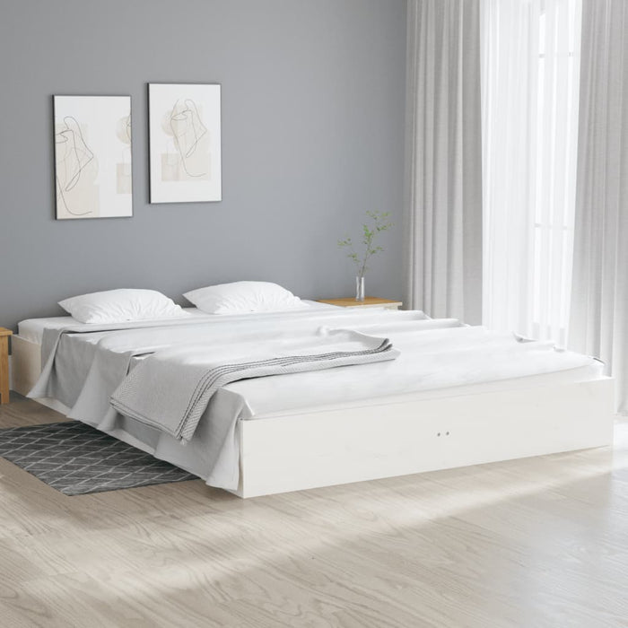 Giroletto-Struttura Letto Bianco in Legno Massello 150x200 cm King Size 969995