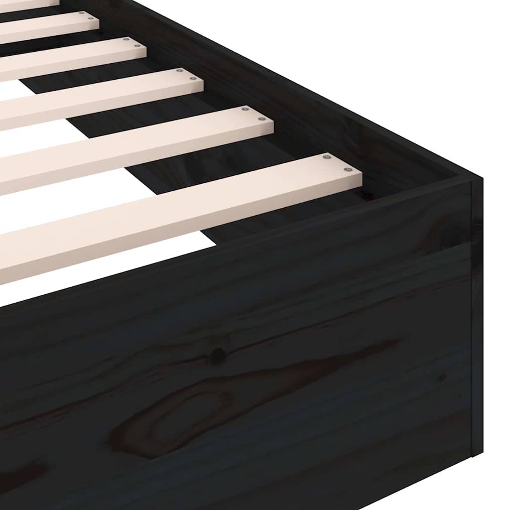 Giroletto-Struttura Letto in Legno Massello Nero 75x190 cm Small Single 928770