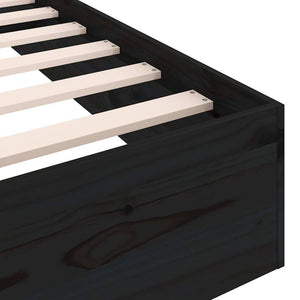 Giroletto-Struttura Letto in Legno Massello Nero 75x190 cm Small Single 928770