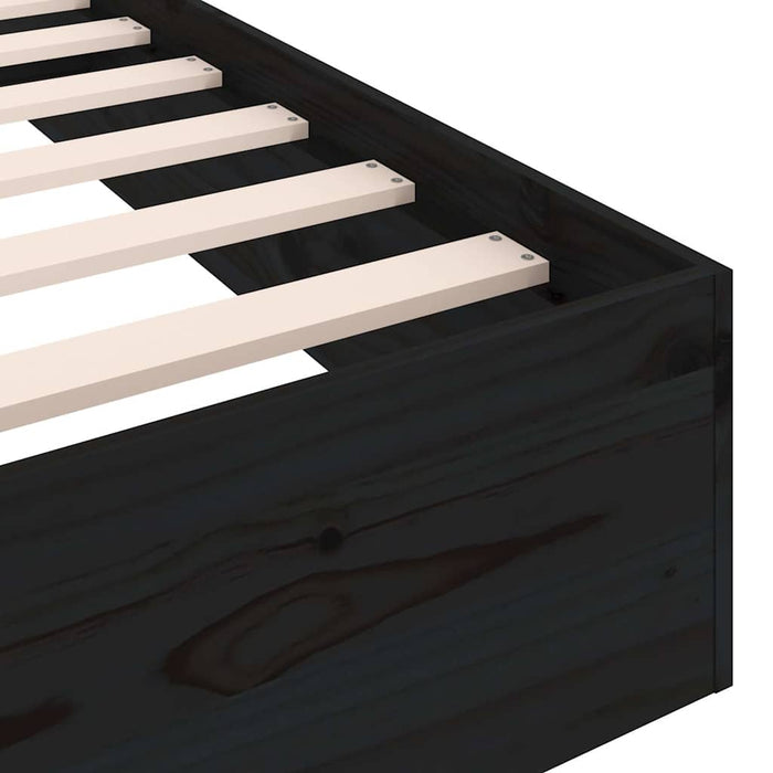 Giroletto-Struttura Letto in Legno Massello Nero 75x190 cm Small Single 928770