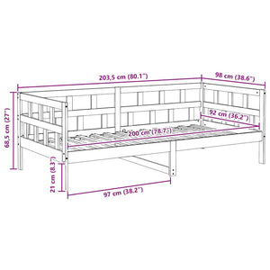 Dormeuse Grigia in Legno Massello di Pino 90x200 cm 820209