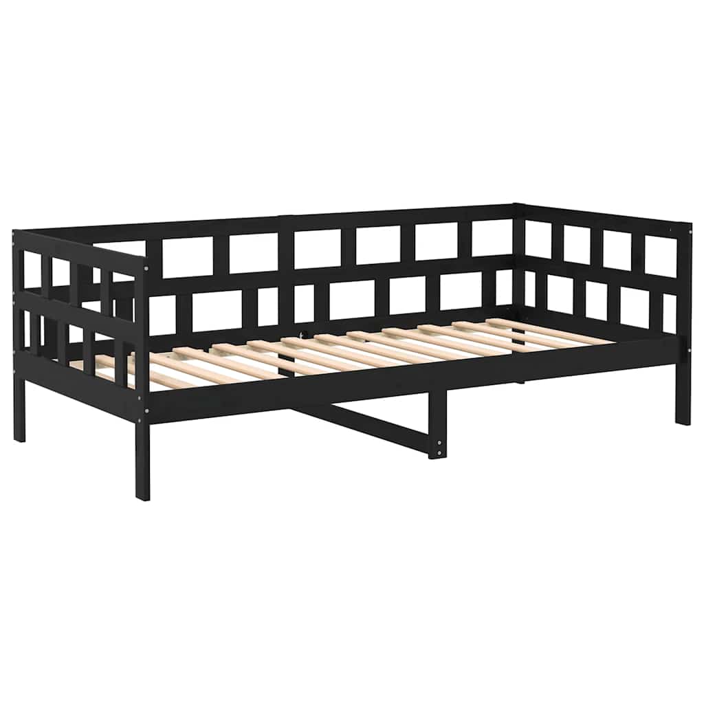 Dormeuse Nera in Legno Massello di Pino 80x200 cm 820216