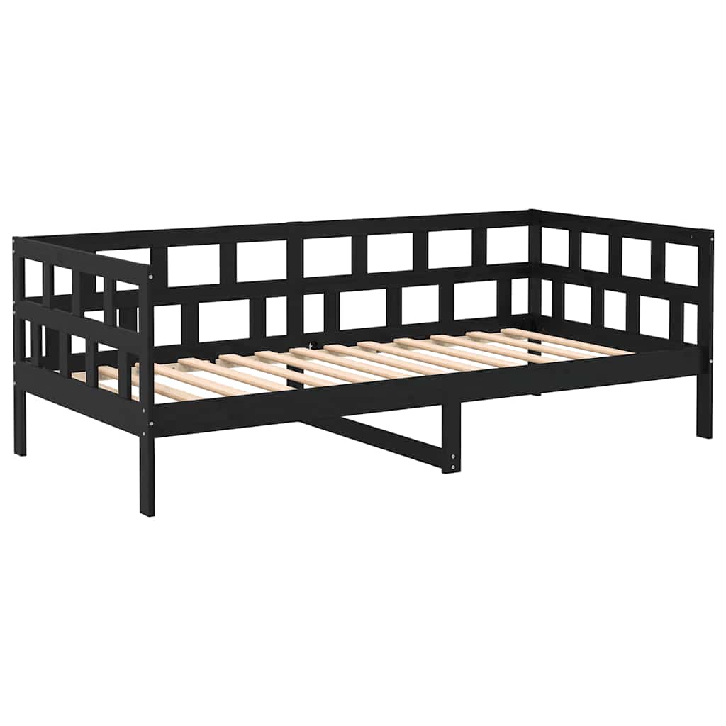 Dormeuse Nera in Legno Massello di Pino 90x190 cm 820221