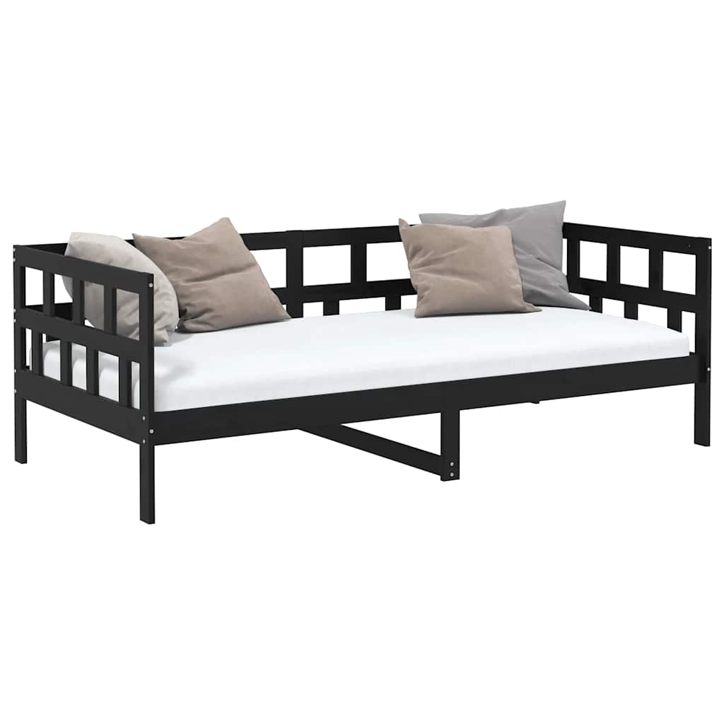 Dormeuse Nera in Legno Massello di Pino 90x190 cm 820221