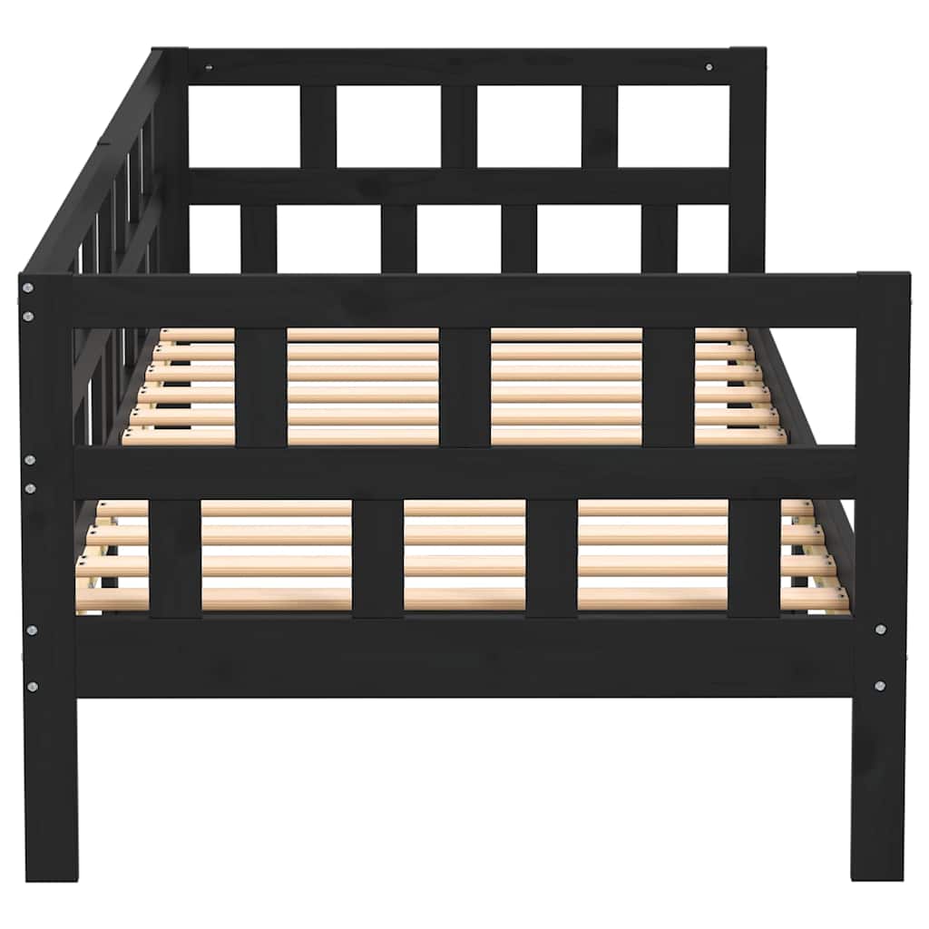 Dormeuse Nera in Legno Massello di Pino 90x190 cm 820221