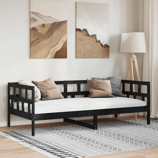 Dormeuse Nera in Legno Massello di Pino 90x190 cm 820221
