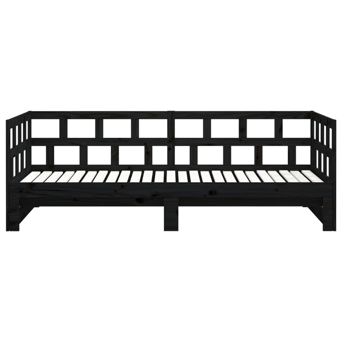 Dormeuse Estraibile Nera in Legno Massello di Pino 2x(90x200)cm 820226