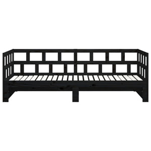 Dormeuse Estraibile Nera in Legno Massello di Pino 2x(90x200)cm 820226