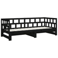 Dormeuse Estraibile Nera in Legno Massello di Pino 2x(90x200)cm 820226