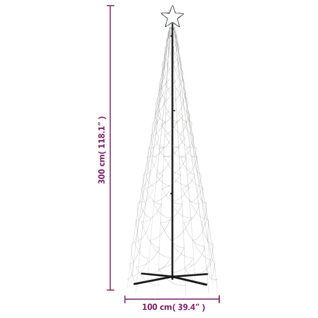 Albero di Natale a Cono Colorato 500 LED 100x300 cm 343508