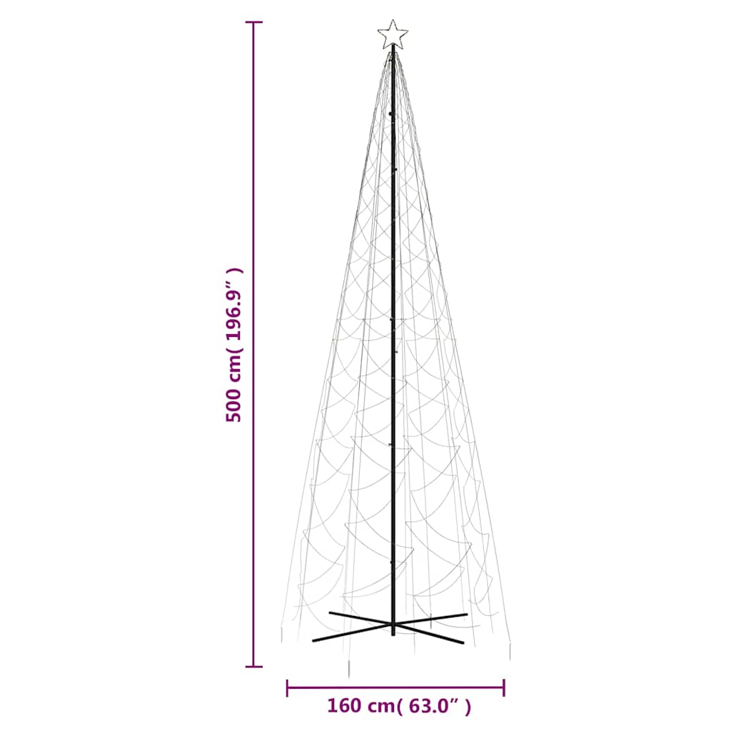 Albero di Natale a Cono Bianco Caldo 1400 LED 160x500 cm 343513