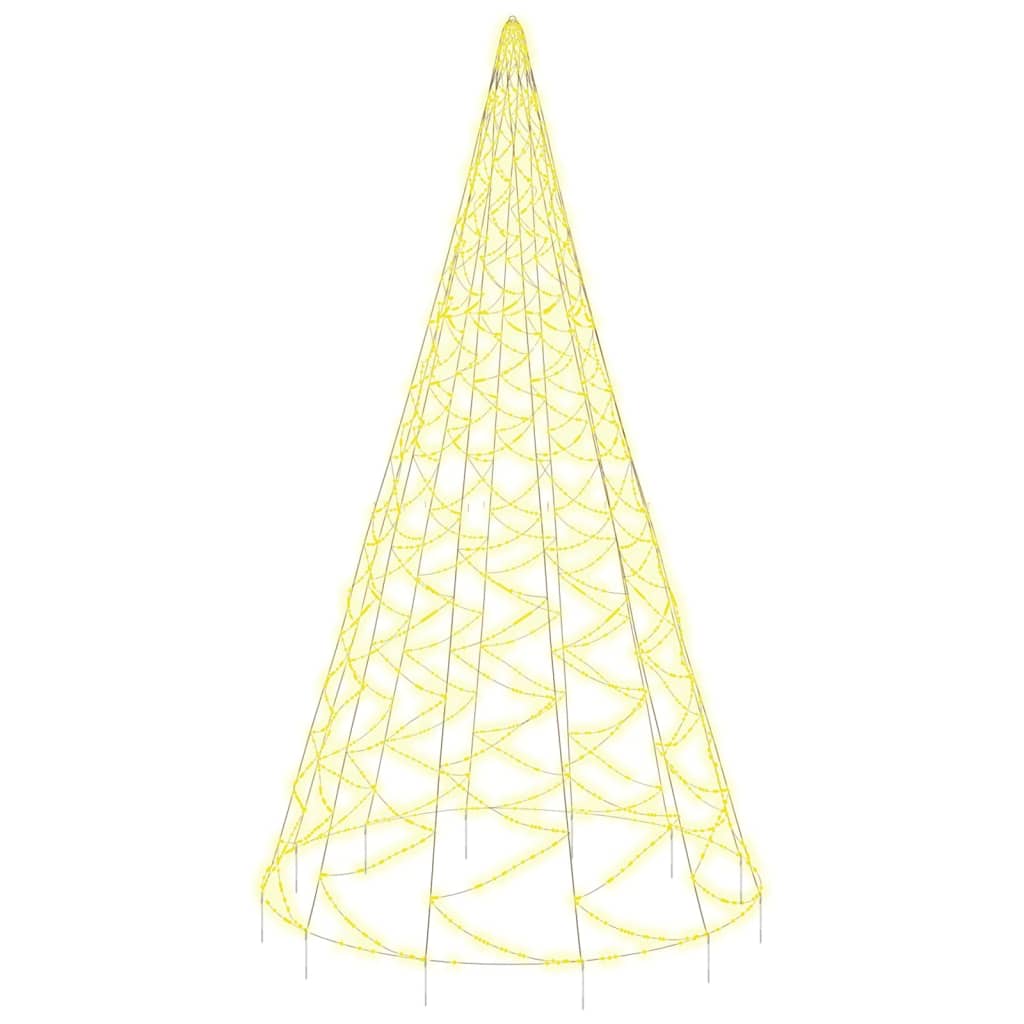 Albero di Natale Pennone Bianco Caldo 3000 LED 800 cm 343546