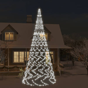vidaXL Albero di Natale Pennone Bianco Freddo 3000 LED 800 cm