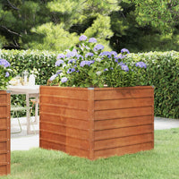 Letto Rialzato da Giardino Ruggine 100x100x77 cm Acciaio Corten 151948