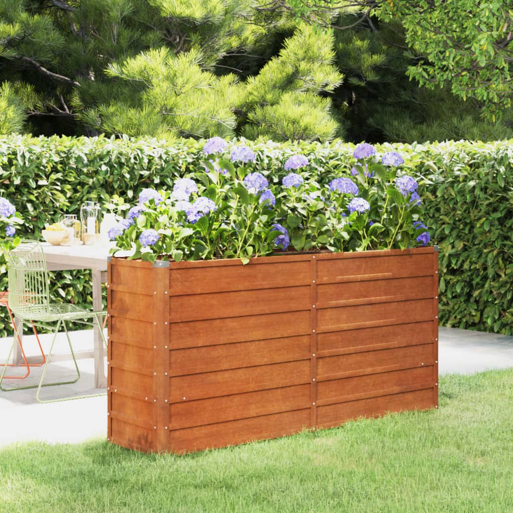 Fioriera da Giardino Grigia 160x40x77 cm Acciaio Corten cod mxl 67361