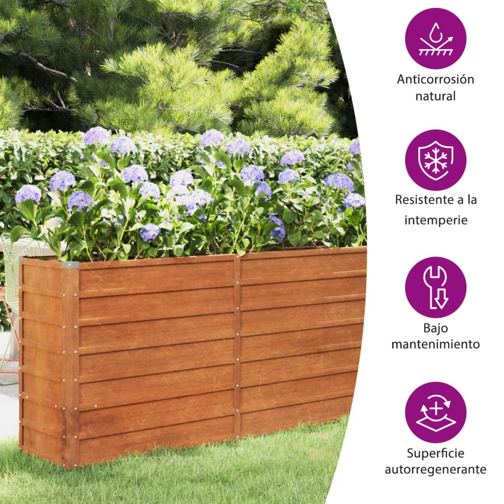 Fioriera da Giardino Grigia 240x40x77 cm Acciaio Corten cod mxl 67006