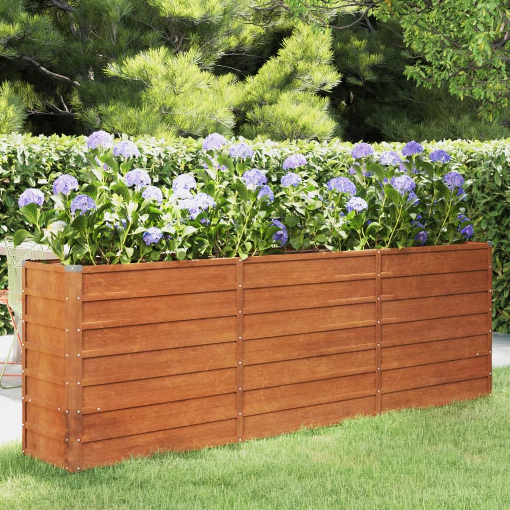 Fioriera da Giardino Grigia 240x40x77 cm Acciaio Corten cod mxl 67006
