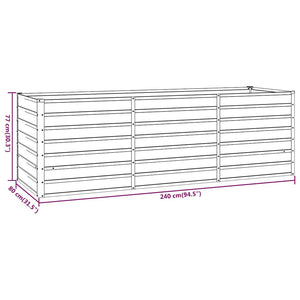 Letto Rialzato da Giardino Ruggine 240x80x77 cm Acciaio Corten