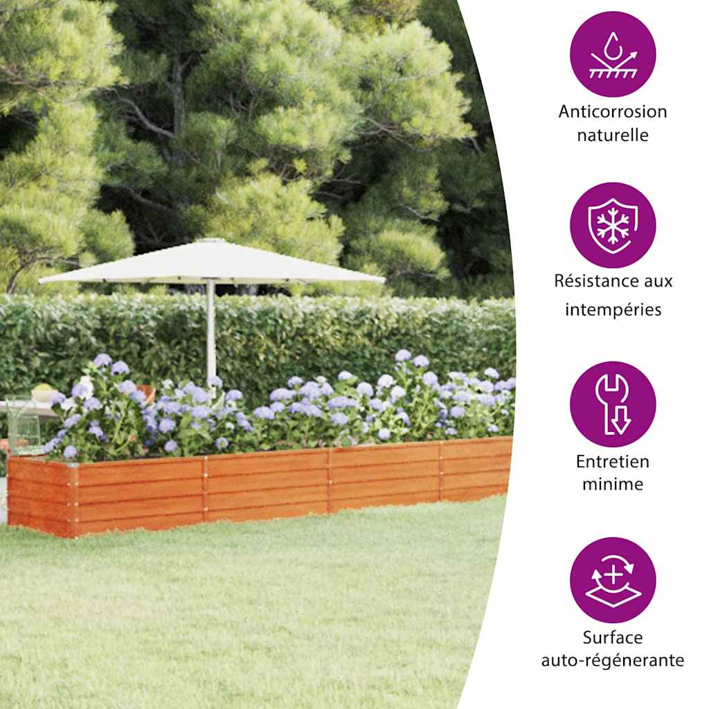 Fioriera da Giardino Grigia 600x80x45 cm Acciaio Corten