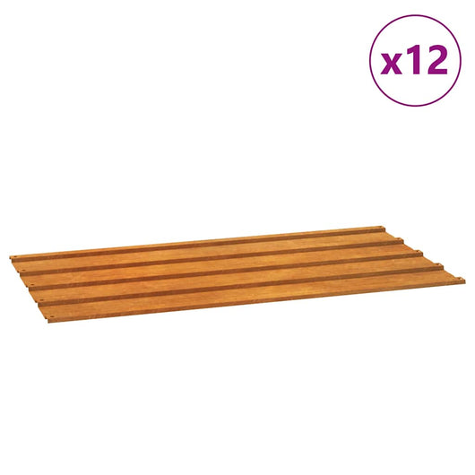Pannelli per Tetti 12 pz Ruggine 80x44 cm in Acciaio Corten 151972