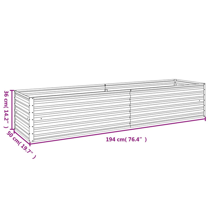 Fioriera Rialzata da Giardino 194x50x36 cm in Acciaio Corten